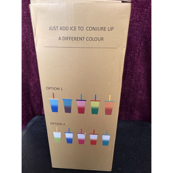 Cups 24 Ounces Reuseable Cup Top & Straw. Set of 5 purple and 5 Orange New - Picture 4 of 9